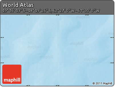 Physical Map of the Area around 49° 3' 5" S, 61° 58' 30" W