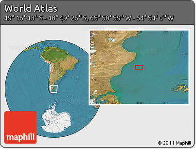 Satellite Location Map of the Area around 49° 3' 5" S, 65° 22' 30" W