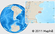 Shaded Relief Location Map of the area around 49° 3' 5" S, 67° 4' 29" W