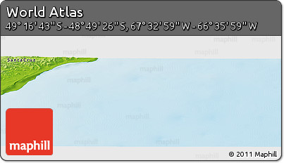 Physical Panoramic Map of the Area around 49° 3' 5" S, 67° 4' 29" W