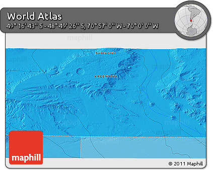 Political 3D Map of the Area around 49° 3' 5" S, 70° 28' 29" W