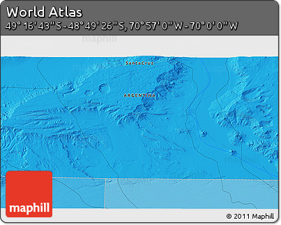 Political 3D Map of the Area around 49° 3' 5" S, 70° 28' 29" W