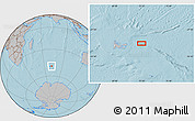 Gray Location Map of the area around 49° 3' 5" S, 72° 19' 29" E, hill shading