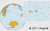Political Location Map of the area around 49° 3' 5" S, 72° 19' 29" E