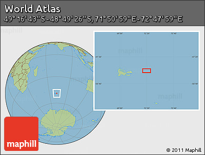 Savanna Style Location Map of the Area around 49° 3' 5" S, 72° 19' 29" E