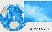 Shaded Relief Location Map of the area around 49° 3' 5" S, 72° 19' 29" E