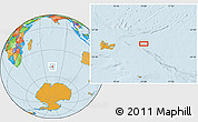 Political Location Map of the area around 49° 3' 5" S, 74° 1' 30" E