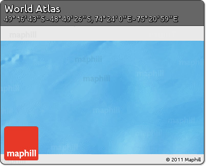 Physical 3D Map of the Area around 49° 3' 5" S, 74° 52' 30" E