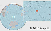 Gray Location Map of the area around 49° 3' 5" S, 74° 52' 30" E, hill shading