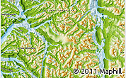 Physical Map of the area around 49° 3' 5" S, 74° 43' 29" W