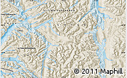 Shaded Relief Map of the area around 49° 3' 5" S, 74° 43' 29" W