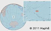 Gray Location Map of the area around 49° 3' 5" S, 75° 43' 29" E, hill shading