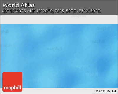 Physical 3D Map of the Area around 49° 3' 5" S, 76° 34' 29" E