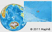 Physical Location Map of the area around 49° 3' 5" S, 77° 25' 30" E