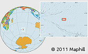 Political Location Map of the area around 49° 3' 5" S, 77° 25' 30" E