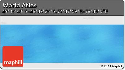 Physical Panoramic Map of the Area around 49° 3' 5" S, 78° 16' 30" E