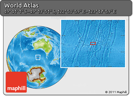Physical Location Map of the Area around 49° 27' 26" S, 123° 19' 29" E