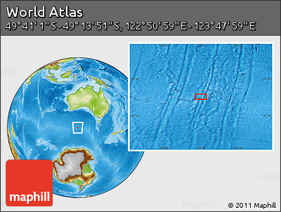 Physical Location Map of the Area around 49° 27' 26" S, 123° 19' 29" E