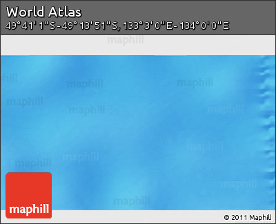 Physical 3D Map of the Area around 49° 27' 26" S, 133° 31' 30" E
