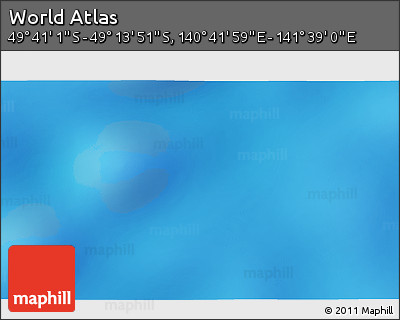 Physical 3D Map of the Area around 49° 27' 26" S, 141° 10' 30" E
