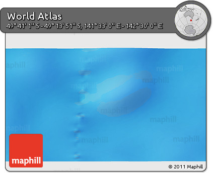 Physical 3D Map of the Area around 49° 27' 26" S, 142° 1' 30" E