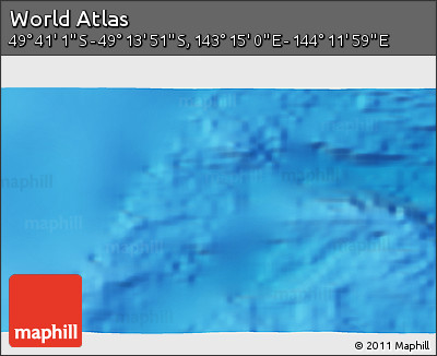 Physical 3D Map of the Area around 49° 27' 26" S, 143° 43' 29" E