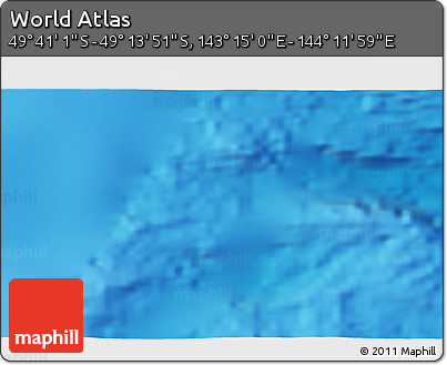 Physical 3D Map of the Area around 49° 27' 26" S, 143° 43' 29" E