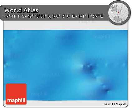Physical 3D Map of the Area around 49° 27' 26" S, 160° 43' 29" E