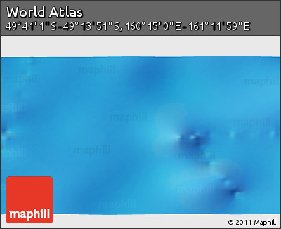 Physical 3D Map of the Area around 49° 27' 26" S, 160° 43' 29" E