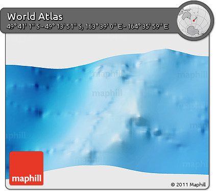 Physical 3D Map of the Area around 49° 27' 26" S, 164° 7' 30" E