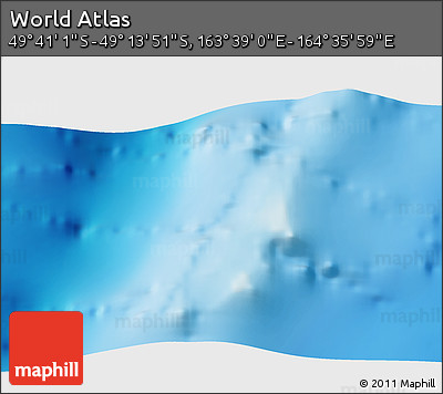Physical 3D Map of the Area around 49° 27' 26" S, 164° 7' 30" E