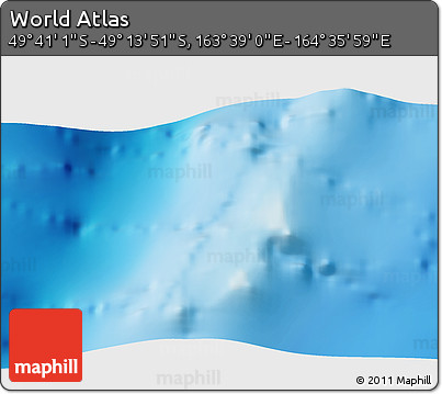 Physical 3D Map of the Area around 49° 27' 26" S, 164° 7' 30" E