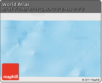 Physical 3D Map of the Area around 49° 27' 26" S, 167° 31' 30" E