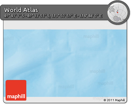 Physical 3D Map of the Area around 49° 27' 26" S, 174° 19' 29" E