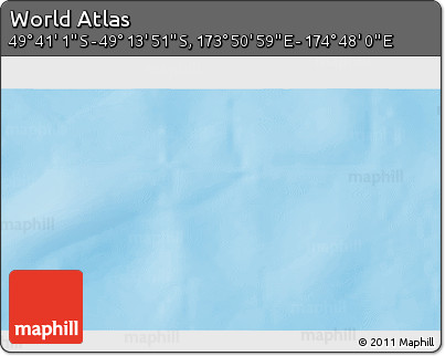 Physical 3D Map of the Area around 49° 27' 26" S, 174° 19' 29" E