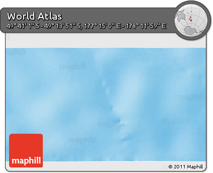 Physical 3D Map of the Area around 49° 27' 26" S, 177° 43' 29" E