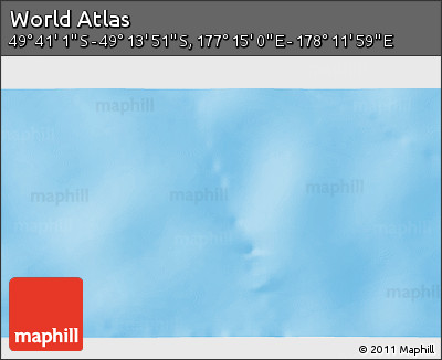 Physical 3D Map of the Area around 49° 27' 26" S, 177° 43' 29" E