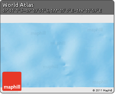 Physical 3D Map of the Area around 49° 27' 26" S, 177° 43' 29" E