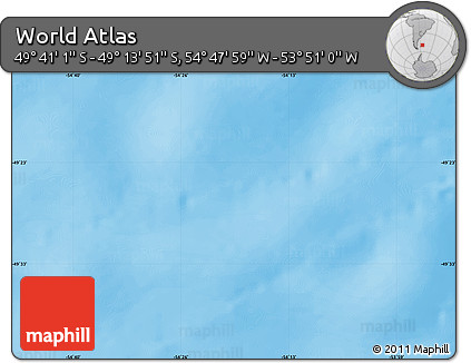 Physical Map of the Area around 49° 27' 26" S, 54° 19' 30" W