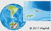 Physical Location Map of the area around 49° 27' 26" S, 56° 1' 29" W