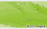 Physical 3D Map of the area around 49° 27' 26" S, 69° 37' 30" W