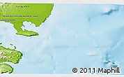 Physical 3D Map of the area around 49° 27' 26" S, 70° 37' 30" E