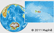 Physical Location Map of the area around 49° 27' 26" S, 70° 37' 30" E