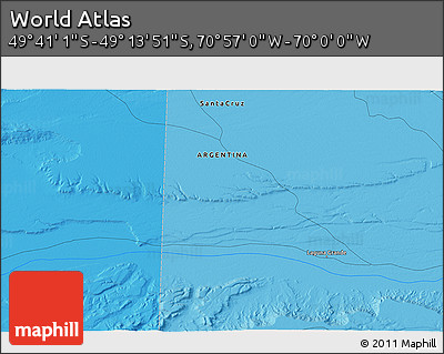 Political 3D Map of the Area around 49° 27' 26" S, 70° 28' 29" W