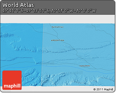 Political 3D Map of the Area around 49° 27' 26" S, 70° 28' 29" W