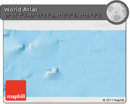 Physical 3D Map of the Area around 49° 27' 26" S, 71° 28' 29" E