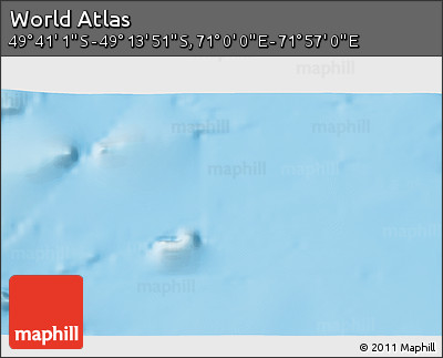 Physical 3D Map of the Area around 49° 27' 26" S, 71° 28' 29" E