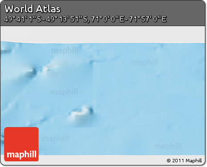 Physical 3D Map of the Area around 49° 27' 26" S, 71° 28' 29" E