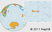 Political Location Map of the area around 49° 27' 26" S, 71° 28' 29" E