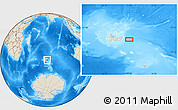 Shaded Relief Location Map of the area around 49° 27' 26" S, 71° 28' 29" E